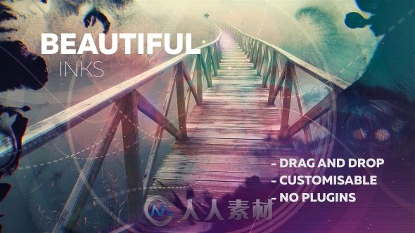 美丽梦幻水墨消失图片展示幻灯片相册动画AE模板 Videohive Beautiful Inks 19584648