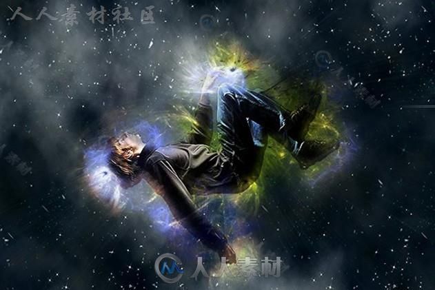 梦幻美丽多彩星系背景效果PS动作