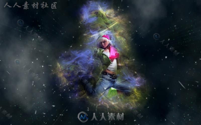 梦幻美丽多彩星系背景效果PS动作