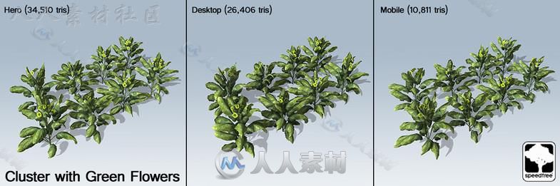 现代花草SpeedTree&#174;植物3D模型Unity游戏素材资源