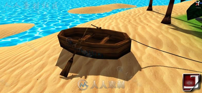 小木船海上车辆3D模型Unity游戏素材资源