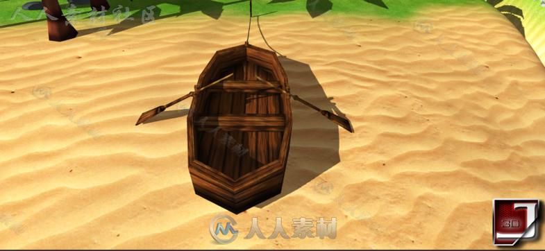 小木船海上车辆3D模型Unity游戏素材资源