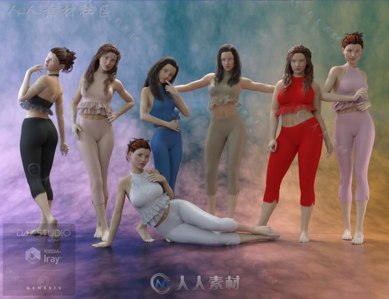 美丽女性时尚潮流服装3D模型合辑