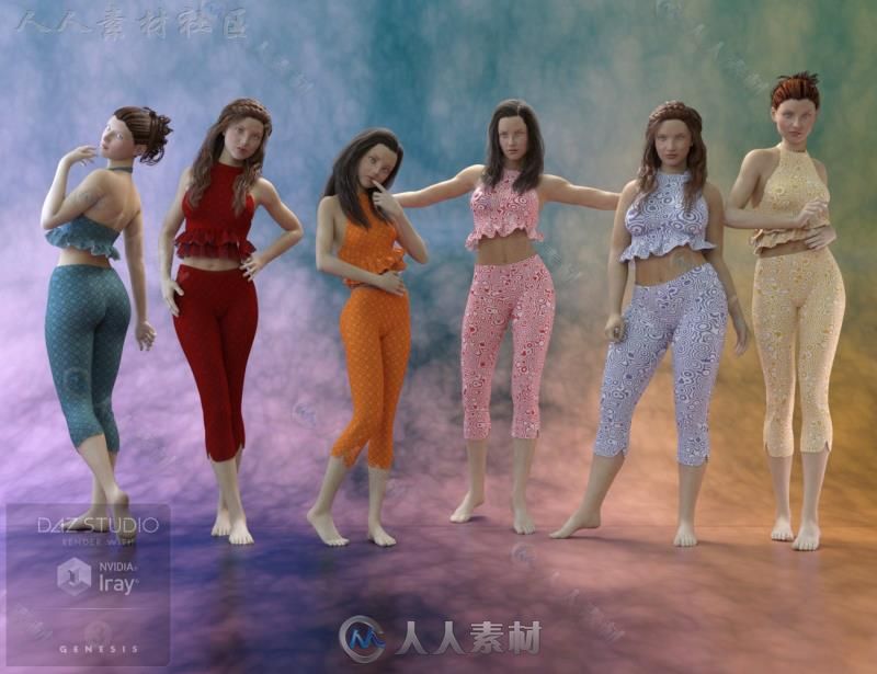 美丽女性时尚潮流服装3D模型合辑