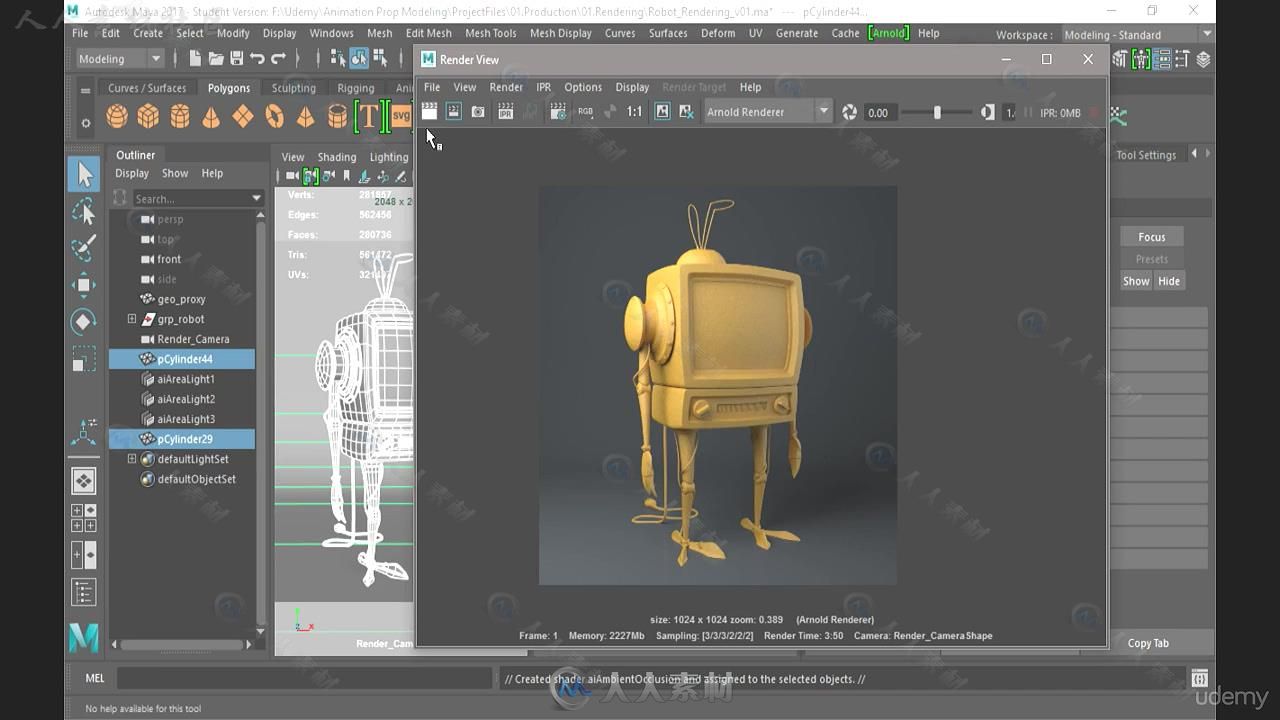 Maya机器人概念设计与建模制作视频教程 UDEMY CREATE PROFESSIONAL 3D MODELS FROM...