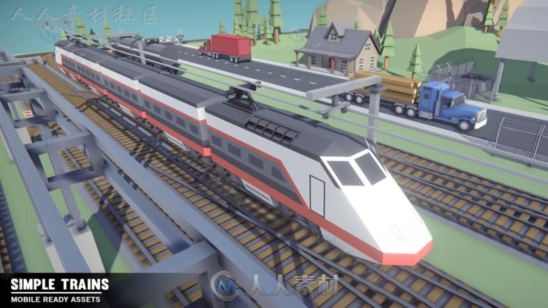 简单的卡通火车3D模型Unity游戏素材资源
