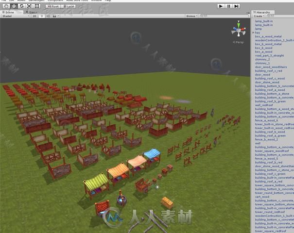 幻想中世纪卡通小镇建筑3D模型Unity游戏素材资源