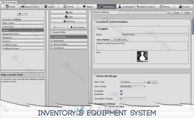 高度灵活的框架系统RPG工具包游戏工具编辑器扩充Unity游戏素材资源