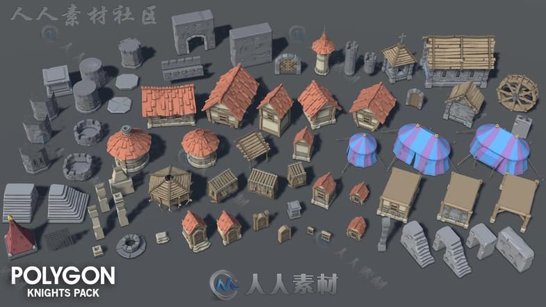 多边形风格的骑士团幻想环境3D模型Unity游戏素材资源