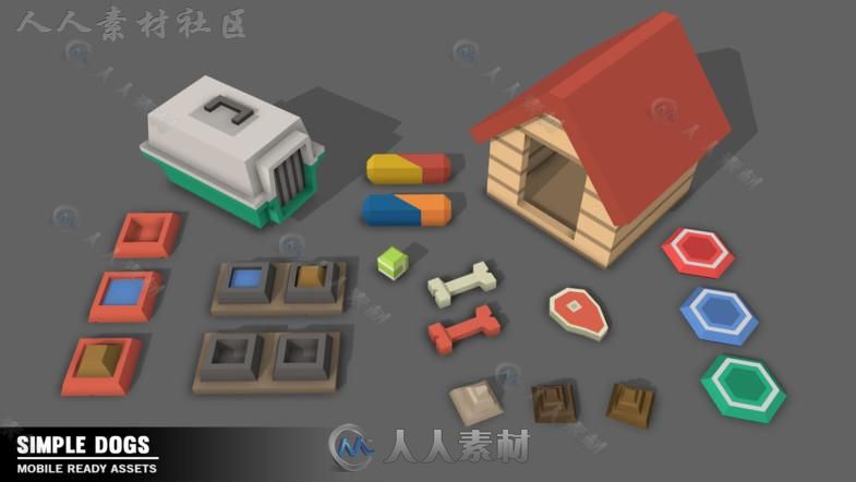 简单的立方体卡通狗哺乳动物角色3D模型Unity游戏素材资源