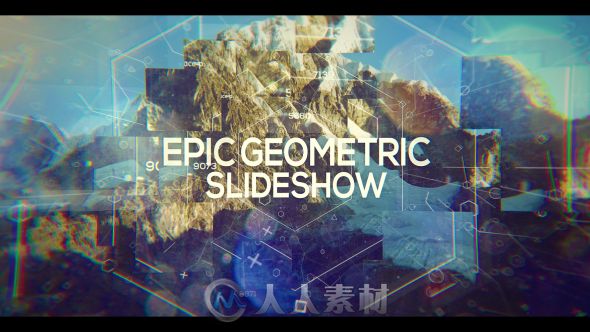 动感绚丽史诗几何视差幻灯片相册动画AE模板Videohive Epic Geometric Slideshow 1...