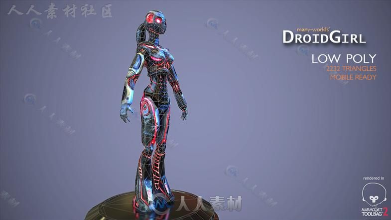 动画女性机身机器人角色3D模型Unity游戏素材资源