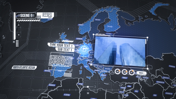 炫酷科技效果三维世界地图动画元素AE模板 Videohive World Map Element 3D 19202...