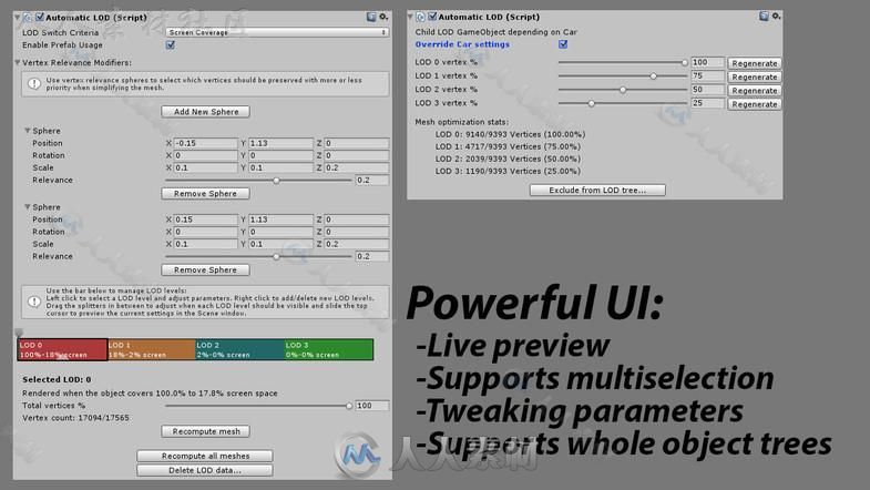 强大的快速生成和管理模型多个细节的建模编辑器扩充Unity游戏素材资源