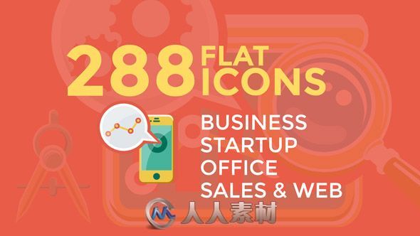 288款现代企业简约的平面图标动画展示AE模板Videohive Business &amp; Startup Flat I...