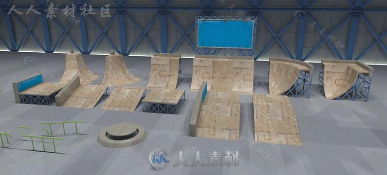 滑冰公园城市环境3D模型Unity游戏素材资源