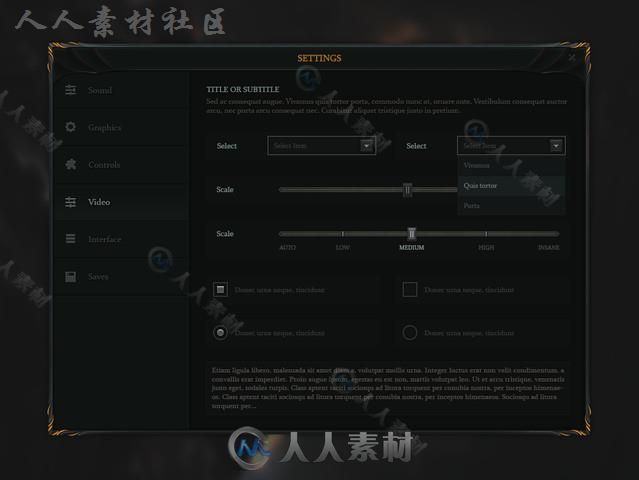 传统的RPG界面UI外皮贴图和材质Unity游戏素材资源