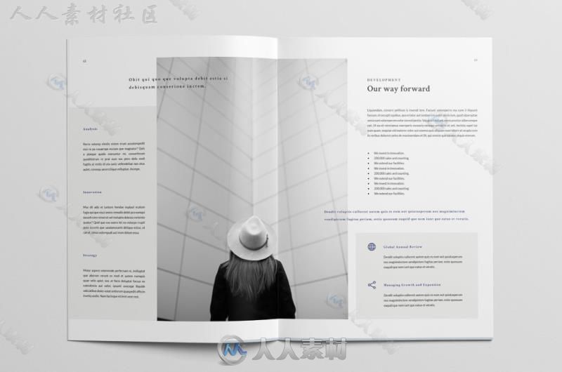 现代干净简单的企业年度报告手册indesign排版模板