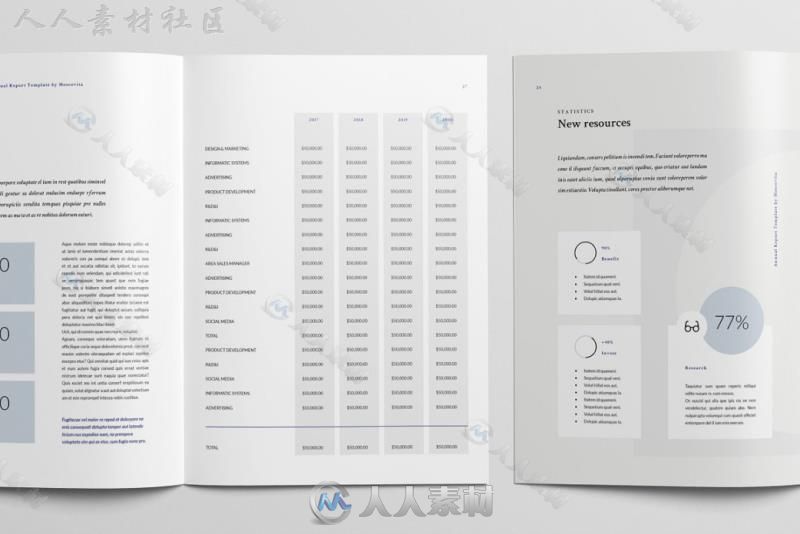 现代干净简单的企业年度报告手册indesign排版模板