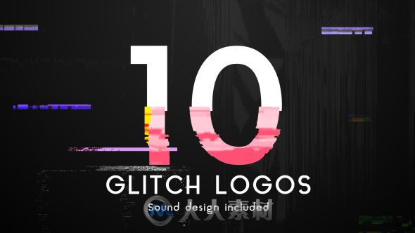 未来科幻信号损坏标志显示LOGO演绎AE模板 Videohive Glitch Logo Pack 19801525