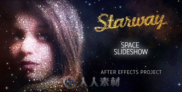 梦幻太空美丽繁星粒子组合照片显示幻灯片AE模板Videohive StarWay Space Slidesho...