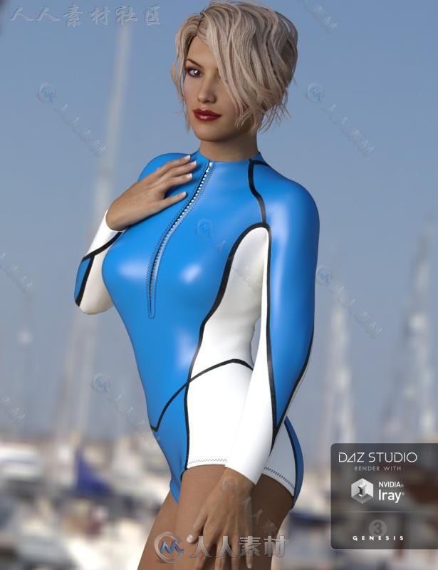 性感时髦的女性运动潜水服服装3D模型合辑