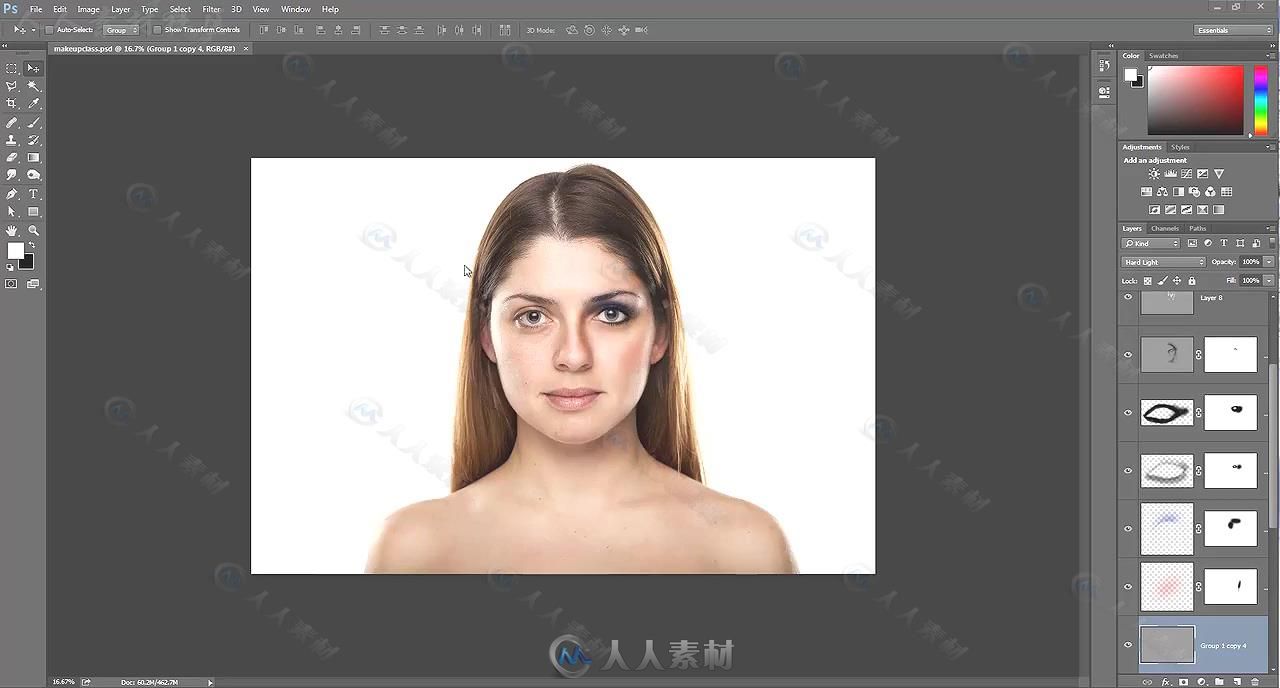 PS人物照片面部快速修饰技巧视频教程 SKILLSHARE ADDING MAKEUP IN PHOTOSHOP