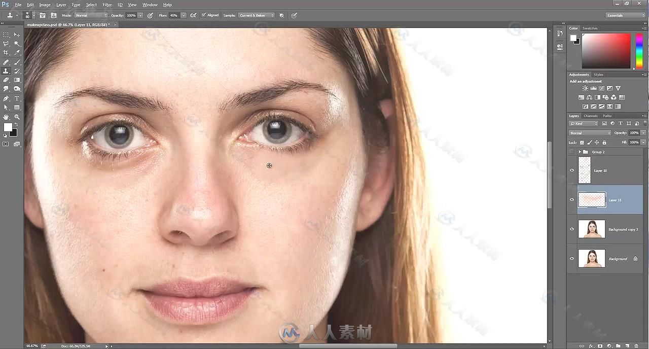 PS人物照片面部快速修饰技巧视频教程 SKILLSHARE ADDING MAKEUP IN PHOTOSHOP