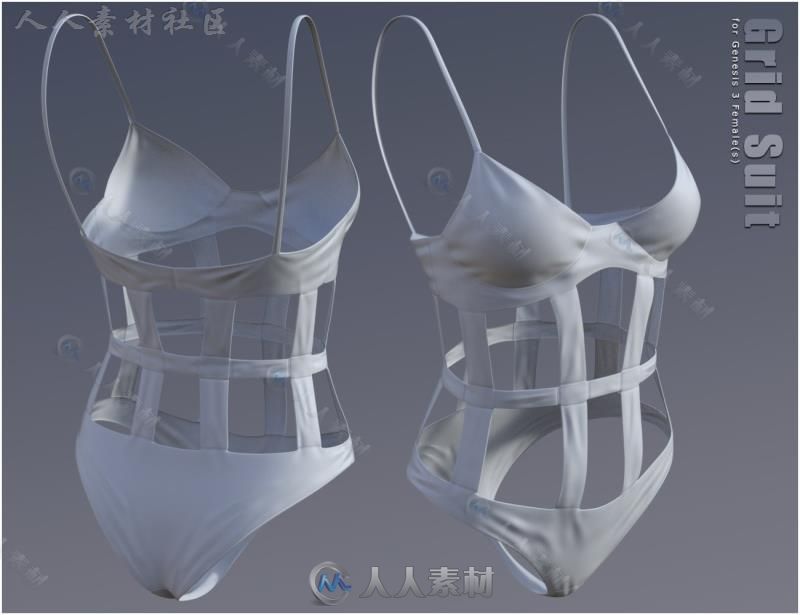 超性感女性网格皮质内衣服装3D模型合辑