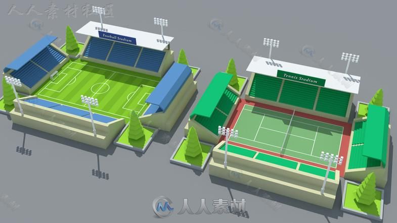 现代简单的体育场环境3D模型Unity游戏素材资源