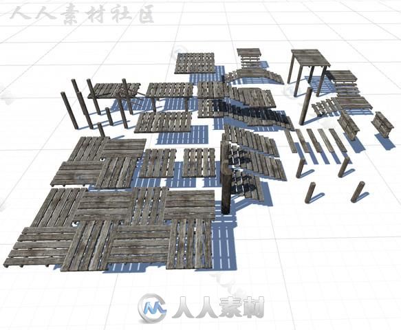 废弃的岛屿上木制的钓鱼码头风景环境3D模型Unity游戏素材资源