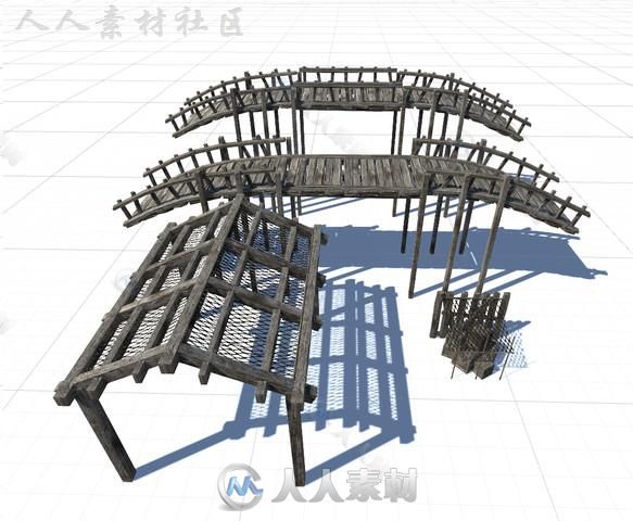 废弃的岛屿上木制的钓鱼码头风景环境3D模型Unity游戏素材资源