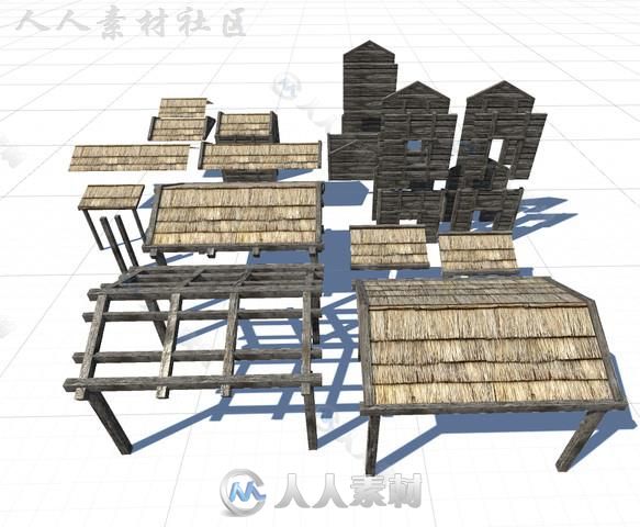 废弃的岛屿上木制的钓鱼码头风景环境3D模型Unity游戏素材资源