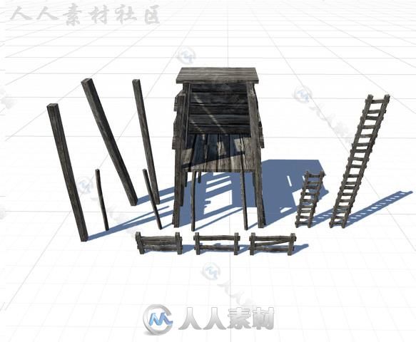 废弃的岛屿上木制的钓鱼码头风景环境3D模型Unity游戏素材资源