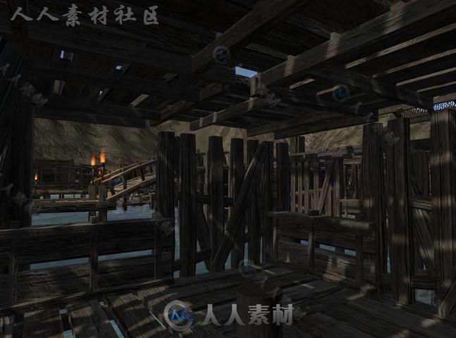 废弃的岛屿上木制的钓鱼码头风景环境3D模型Unity游戏素材资源