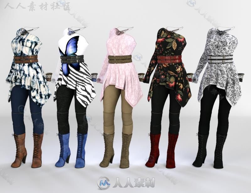 女性美丽时髦的服装3D模型合辑