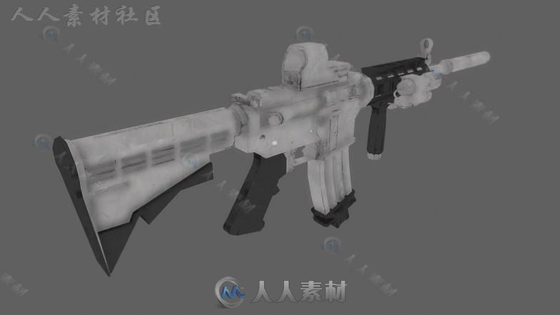 现代突击步枪武器道具3D模型Unity游戏素材资源