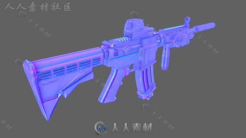 现代突击步枪武器道具3D模型Unity游戏素材资源