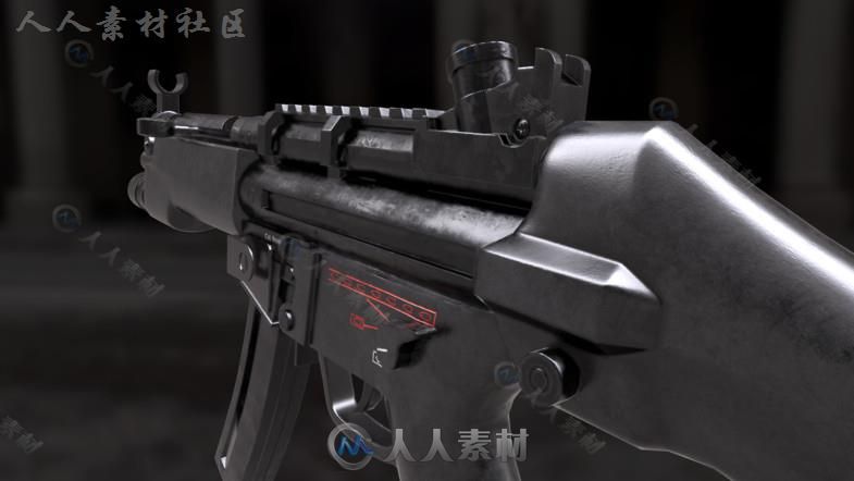 赫克勒-科赫MP5冲锋枪军事武器3D模型Unity游戏素材资源