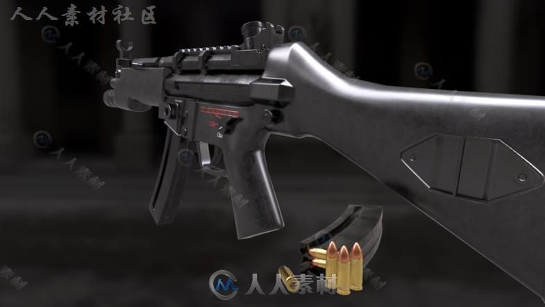 赫克勒-科赫MP5冲锋枪军事武器3D模型Unity游戏素材资源