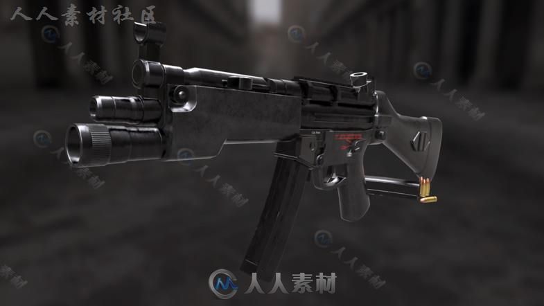 赫克勒-科赫MP5冲锋枪军事武器3D模型Unity游戏素材资源