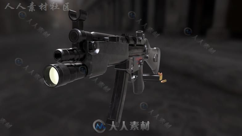 赫克勒-科赫MP5冲锋枪军事武器3D模型Unity游戏素材资源