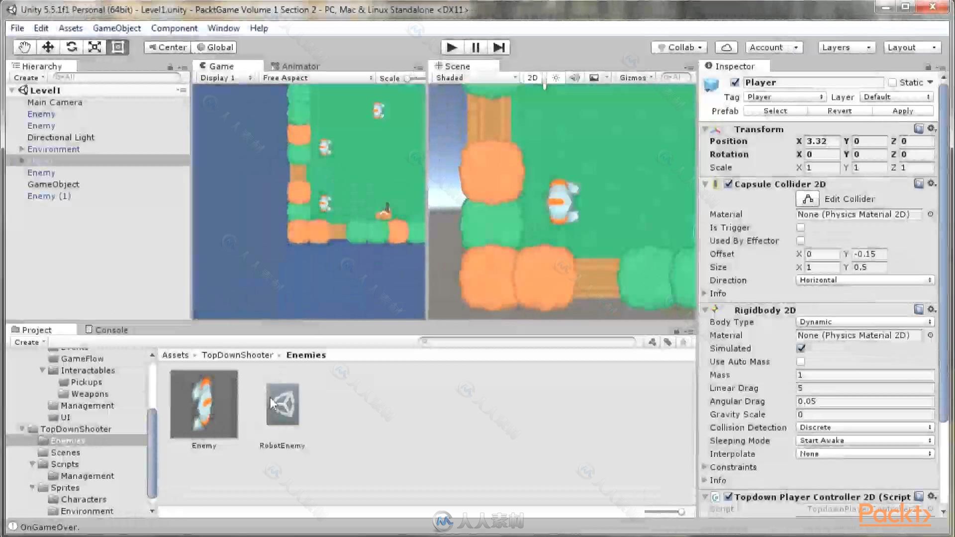 Unity 5中2D游戏框架制作视频教程 PACKT PUBLISHING 2D GAME DEVELOPMENT WITH UNI...