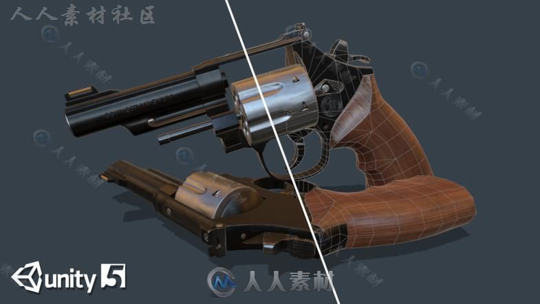 现代手枪武器道具3D模型Unity游戏素材资源