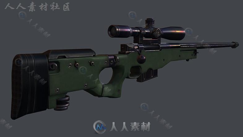 现代狙击步枪武器道具3D模型Unity游戏素材资源