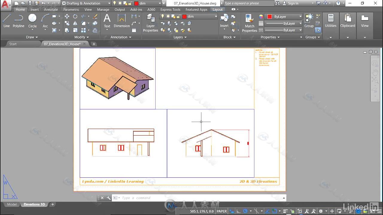 AutoCAD中2D与3D建筑立面技术视频教程 AutoCAD 2D &amp; 3D Elevations