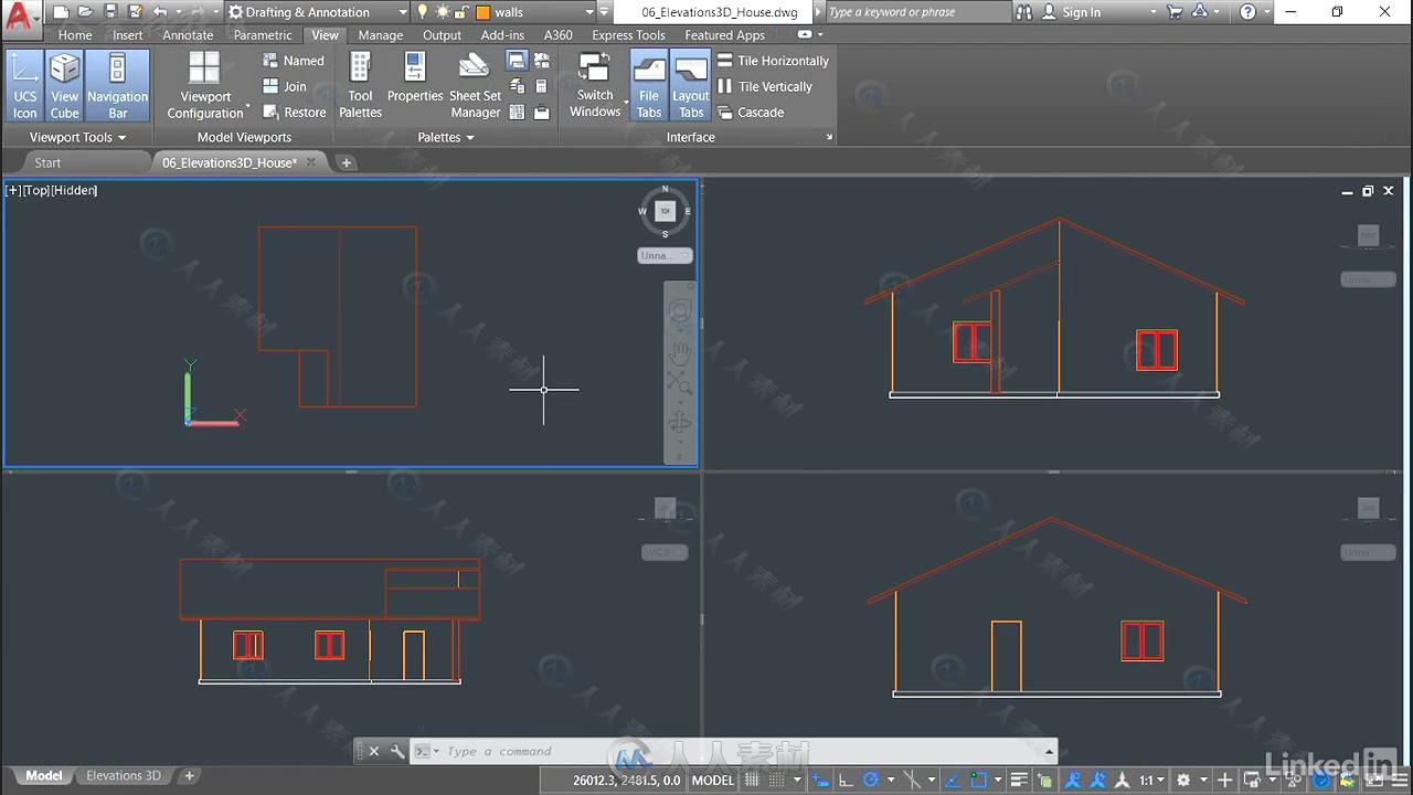 AutoCAD中2D与3D建筑立面技术视频教程 AutoCAD 2D &amp; 3D Elevations