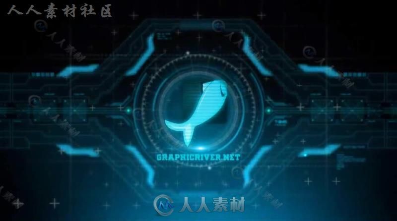 炫酷高科技全息投影标志展示LOGO演绎AE模板 Videohive Holographic Logo 19581817