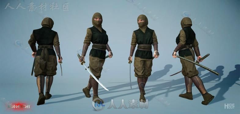 女性忍者角色人形生物3D模型Unity游戏素材资源