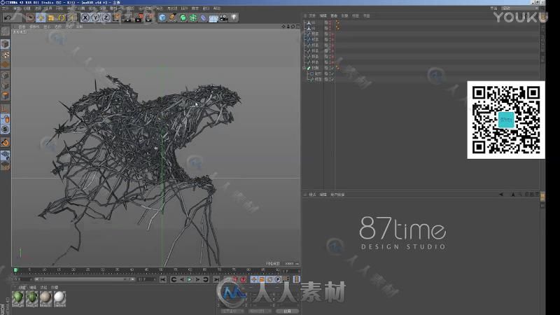 创意C4D结合藤蔓插件制作藤条编织的飞马视频教程